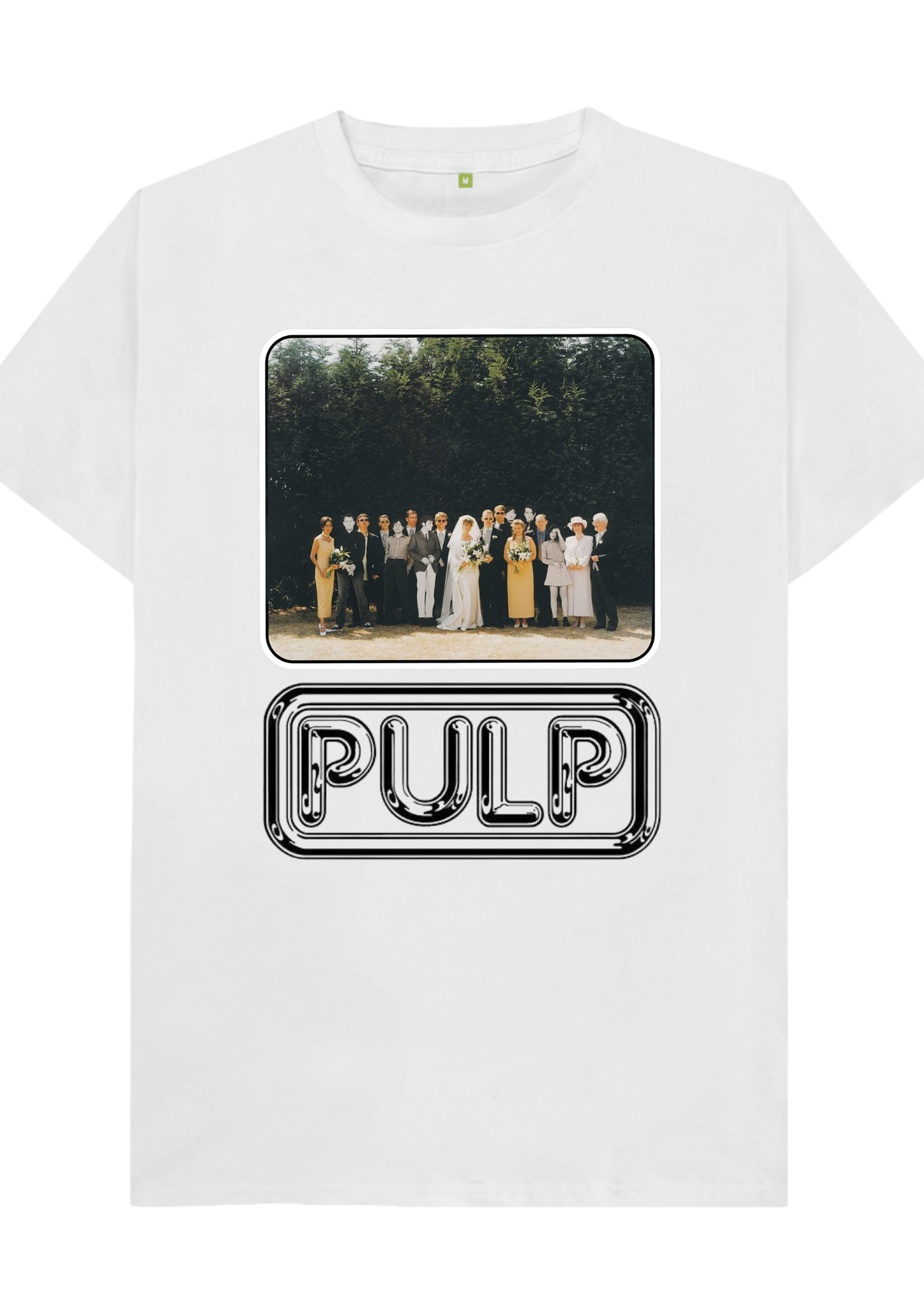 Custom printed ‘Pulp’ band tshirt white