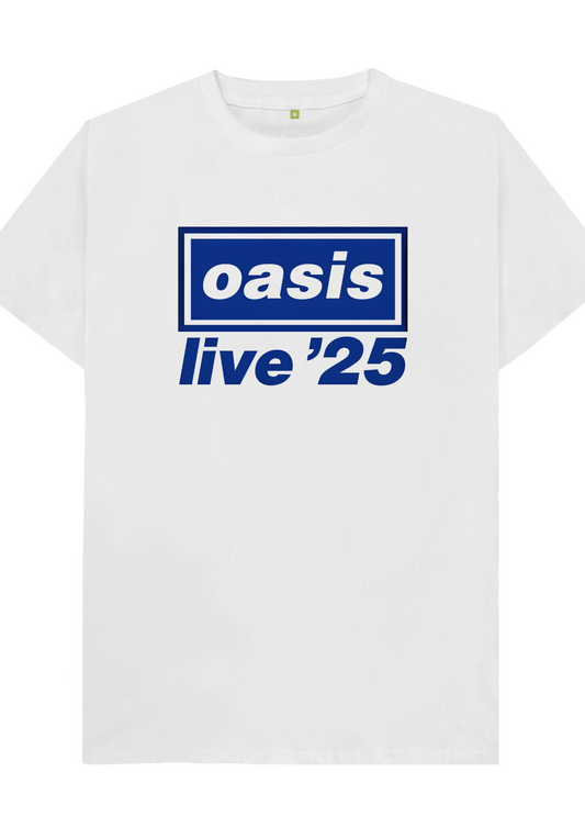 Custom printed ‘Oasis’ band tshirt white
