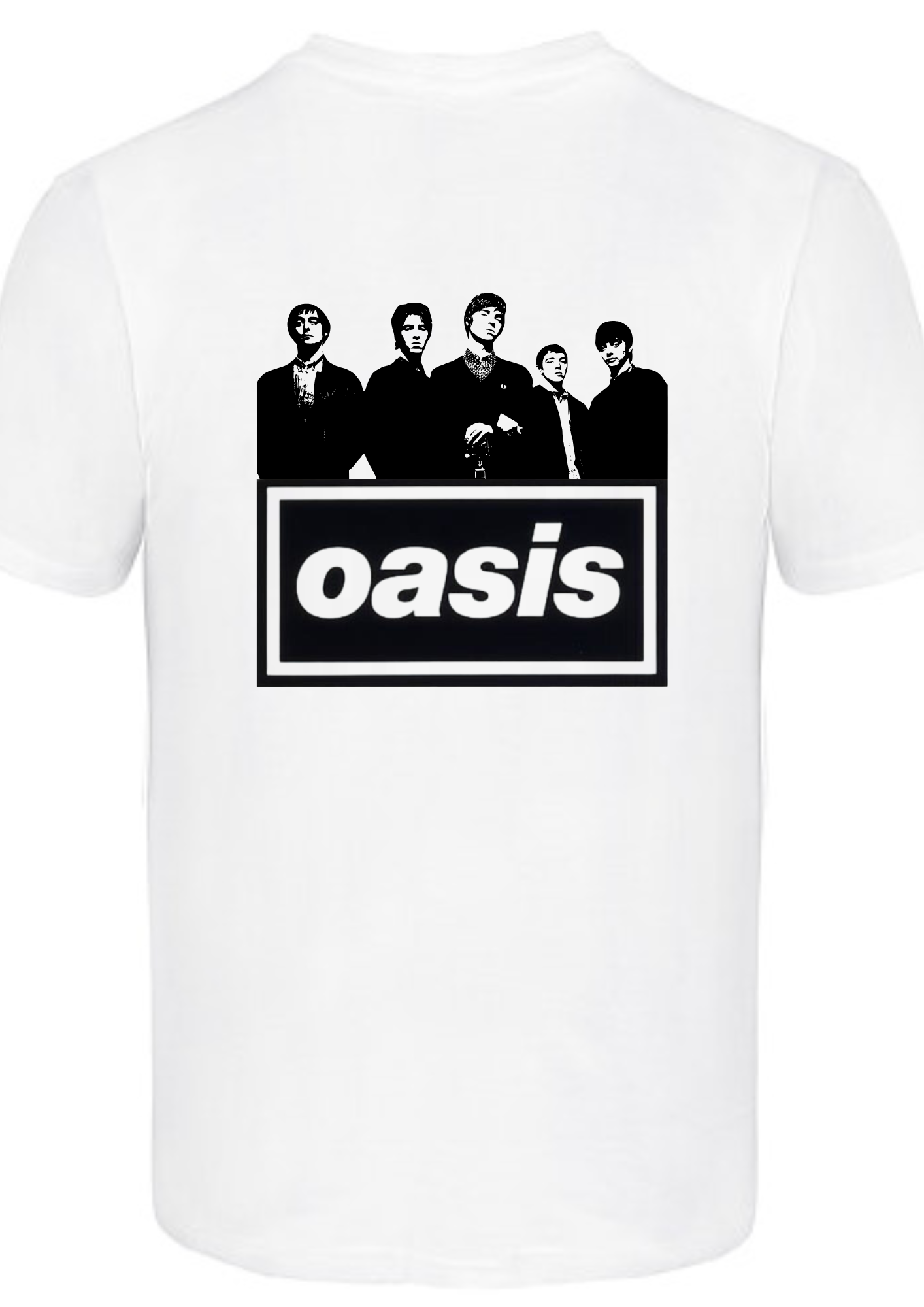 Custom printed ‘Oasis’ band tshirt white