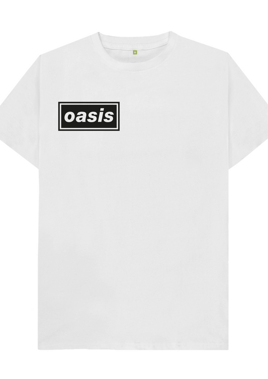 Custom printed ‘Oasis’ band tshirt white