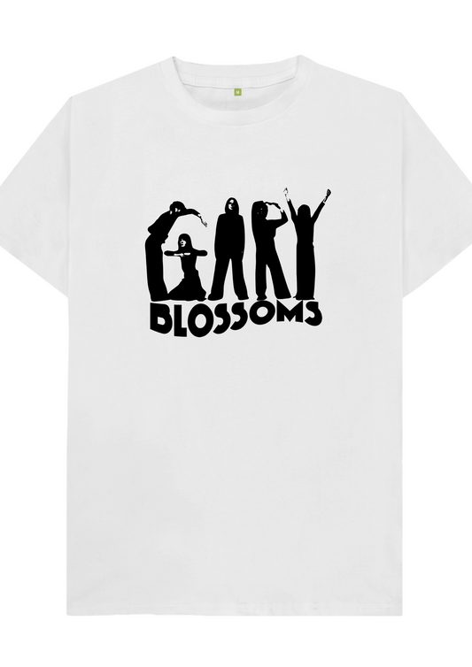 Custom printed ‘Blossoms’ band t-shirt white