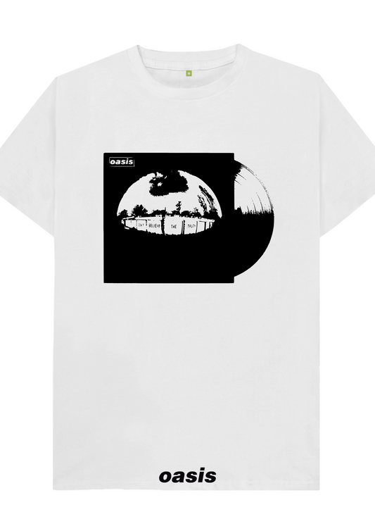 Custom printed ‘Oasis’ band tshirt white