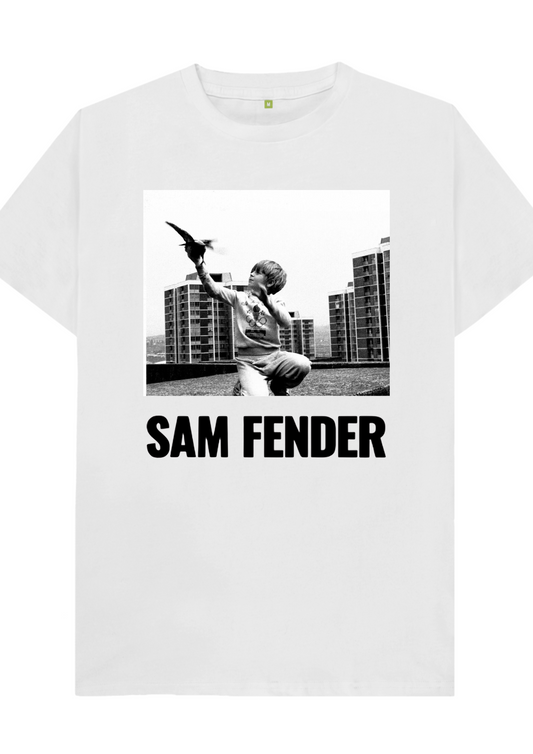 Custom printed ‘Sam Fender’ people watching t-shirt white